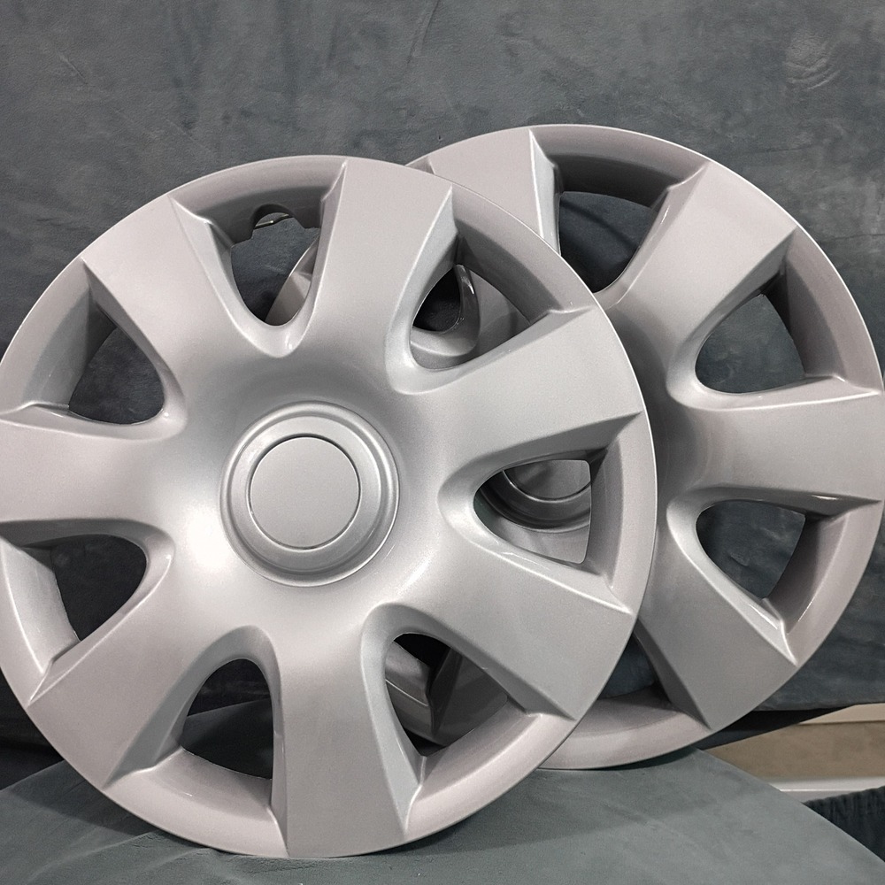 Toyota 16 Inch Wheel Covers Hubcaps Silver 7 Spoke Set of 2 Replacement 0557